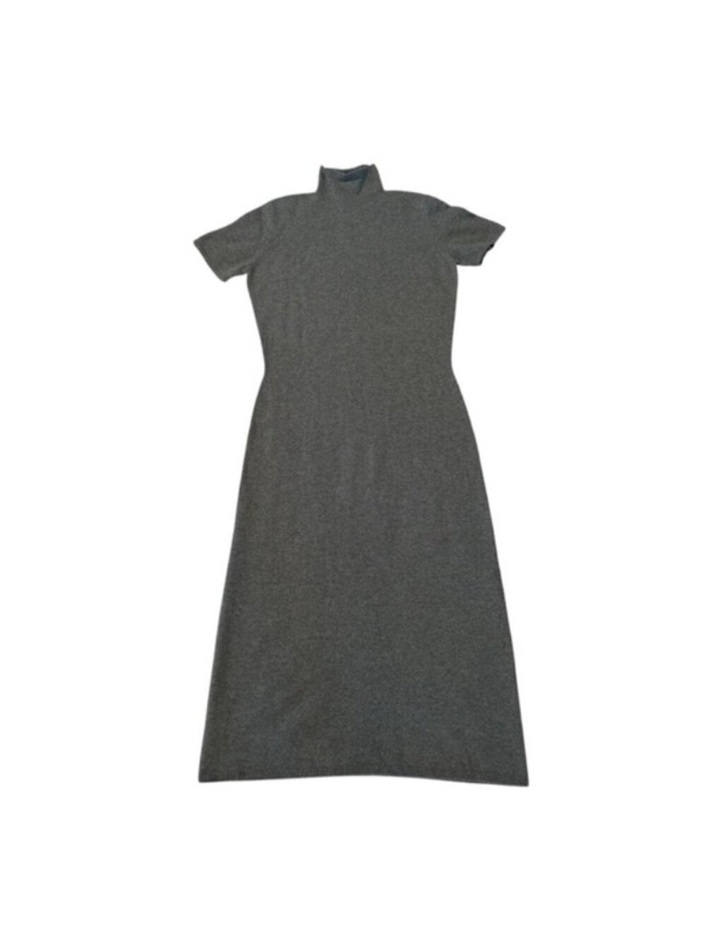Women's Grey Short-Sleeve Turtleneck Mini Dress